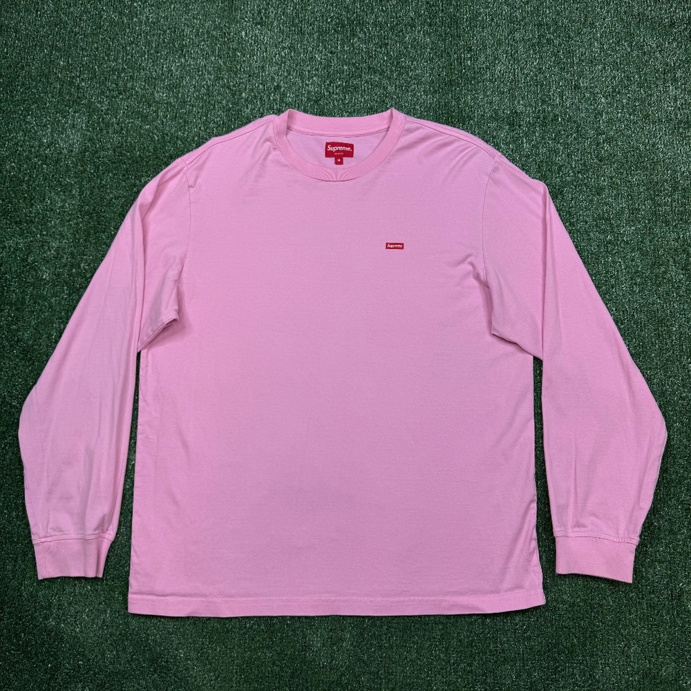 Supreme Pink Long Sleeve Tee with Red Box Logo
